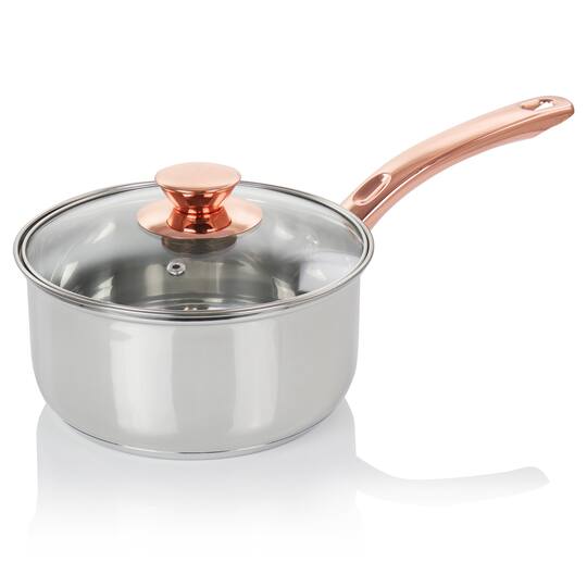 Gibson Home® Ansonville 8-Piece Stainless Steel Cookware Set with Rose Gold Handles